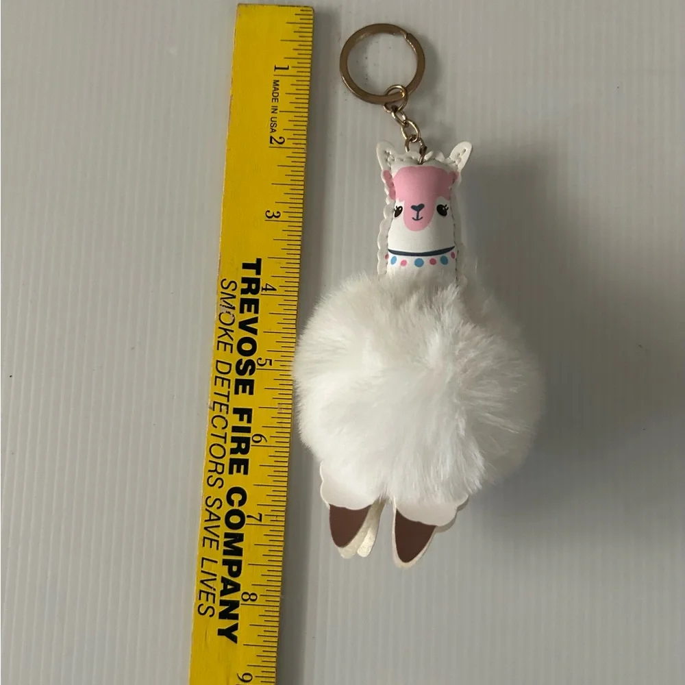Llama Keychain with Fluffy Pom Pom